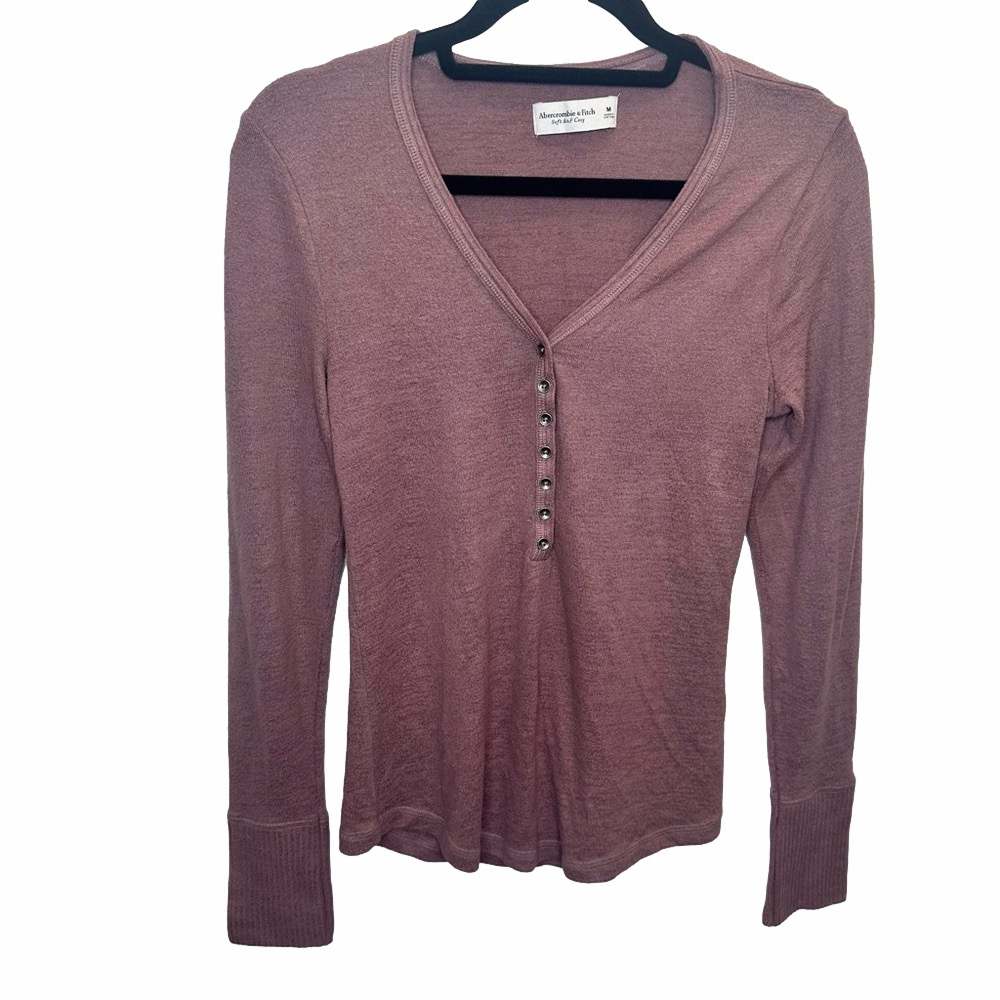 Abercrombie Vintage Henley Shirt Mauve Size Medium
